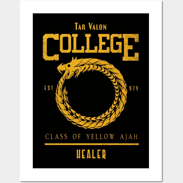 Tar Valon College Yellow Ajah Slogan and Symbol Dragon Wall Art by TSHIRT PLACE